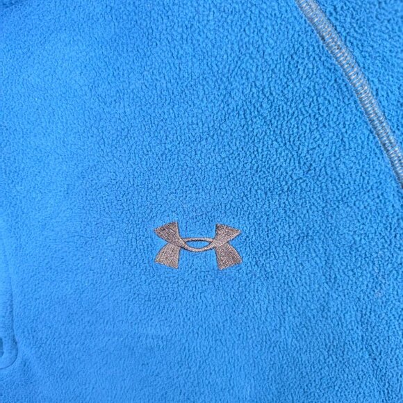 Mens Under Armour Blue Fleece 1/4 Zip Pullover Loose Fit 100% Polyester Size XL - Picture 2 of 9
